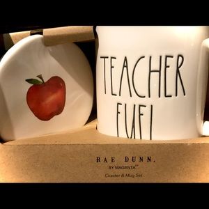 Rae Dunn Teacher Fuel mug and coaster set